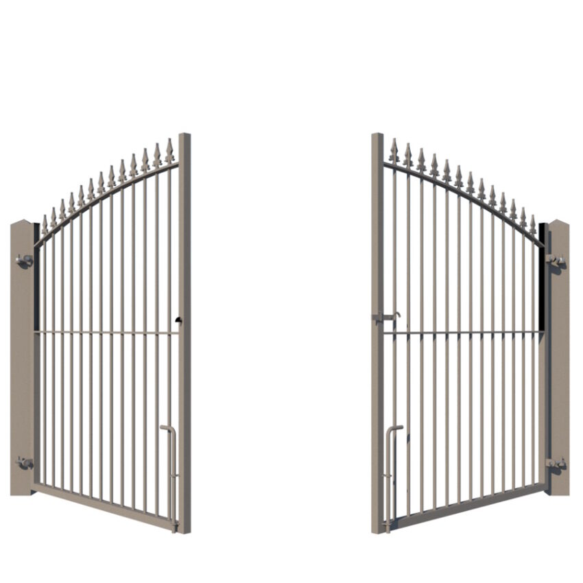 The Wycombe metal driveway gate - showing opening from rear