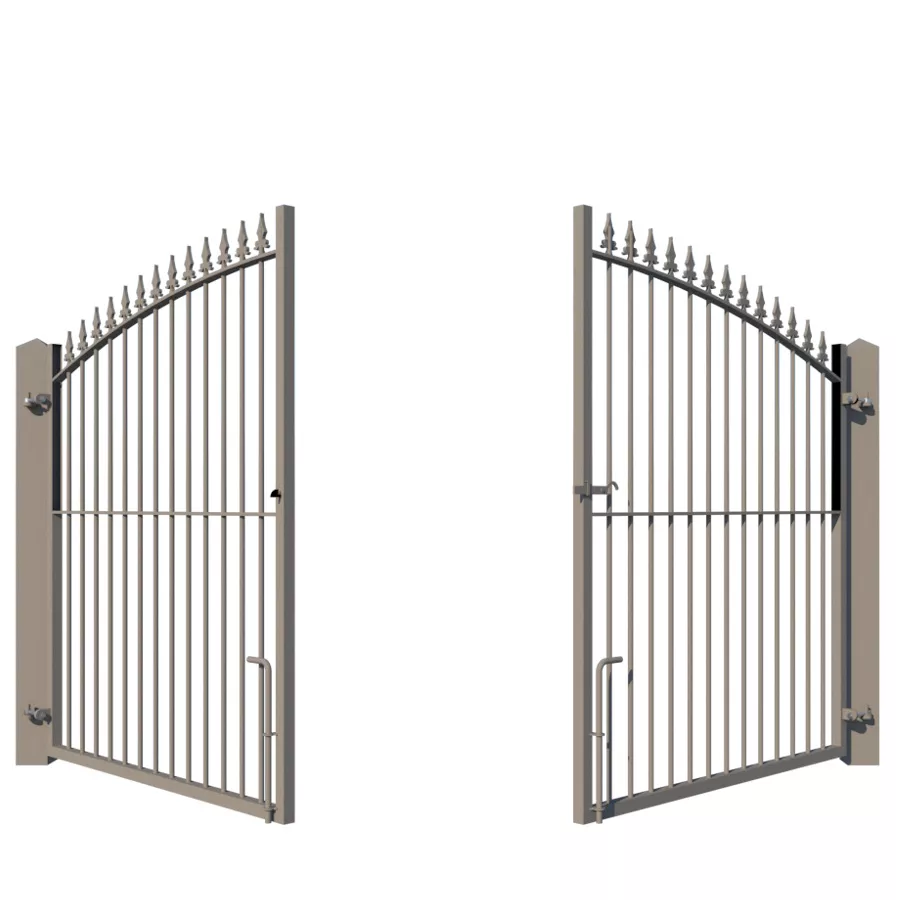 The Wycombe metal driveway gate - showing opening from rear