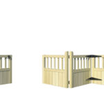 Wooden Bi-fold Driveway Gates - The Baywood - front 1 3 open