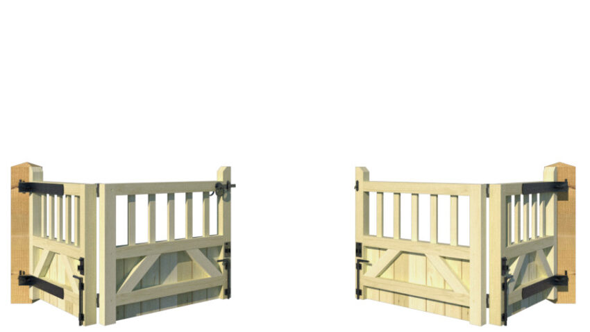Wooden Bi-fold Driveway Gates - The Baywood - rear open