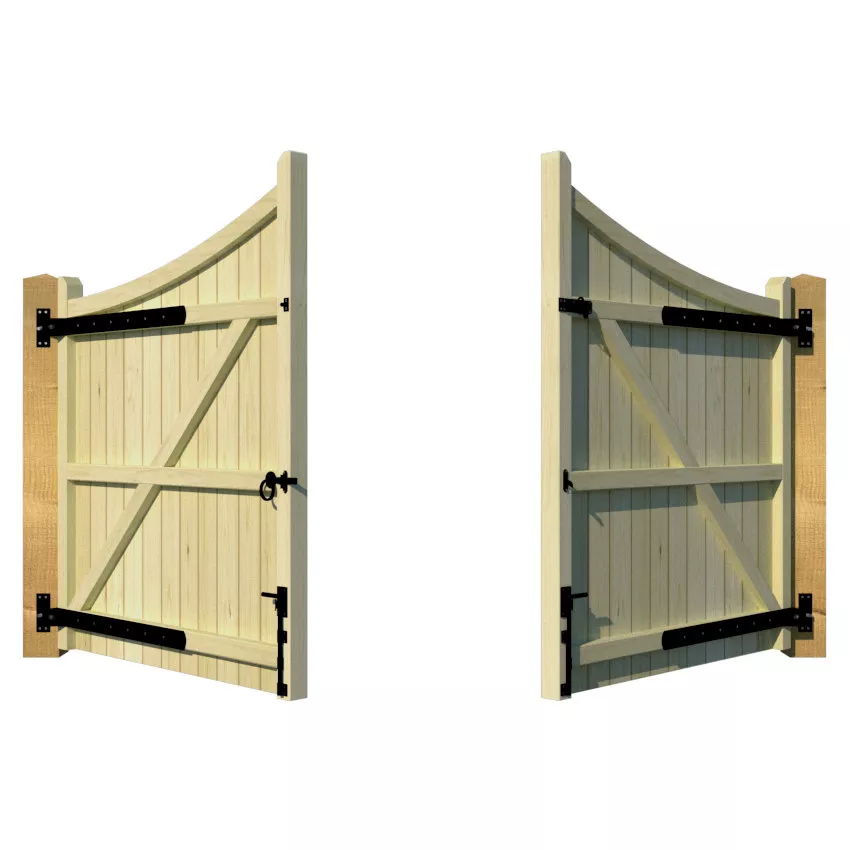 Wooden Driveway Gate - The Woodberry - rear open