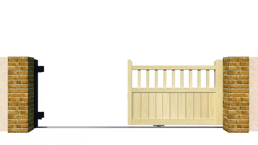 Wooden Sliding Gate - The Baywood - opening