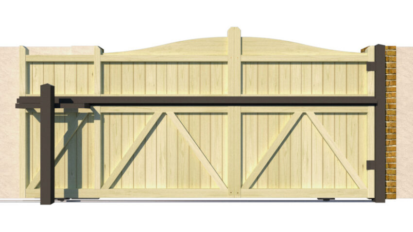 Wooden Sliding Gate - The Brookwood - rear