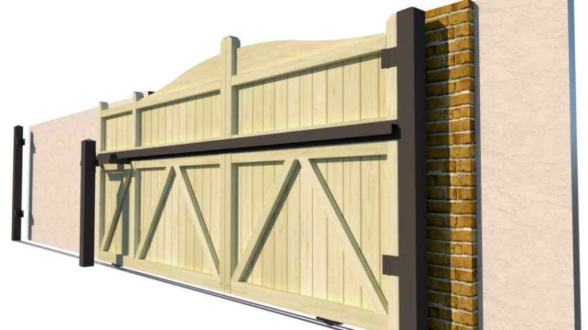 Wooden Sliding Gate - The Brookwood - side