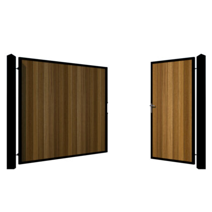 York Iroko Split Driveway Gate_Open