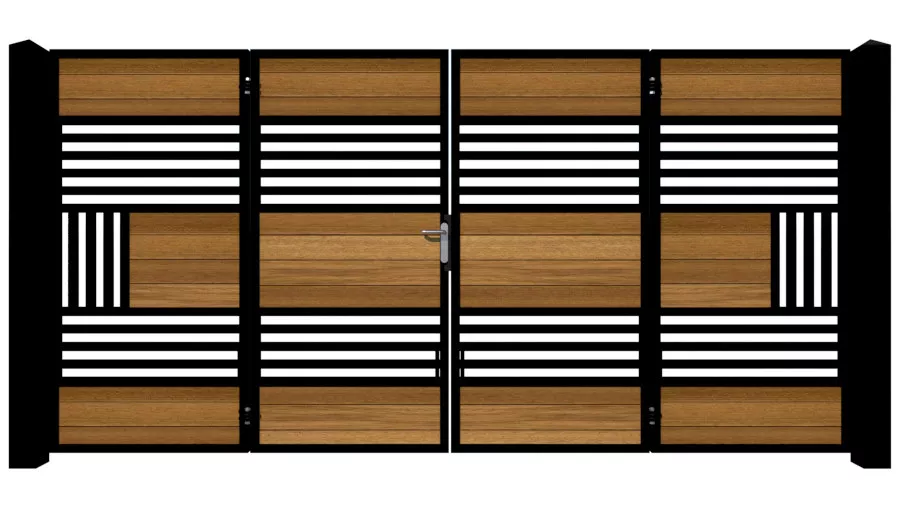 Bi-fold Gates Metal Framed with Hardwood - The Harrogate