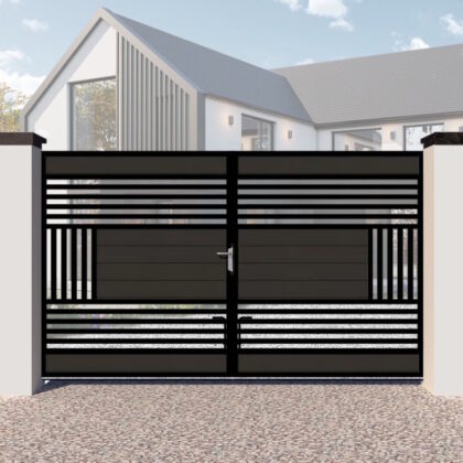 Composite Driveway Gates - The Harrogate - Flat Top - horizontal cladding - modern