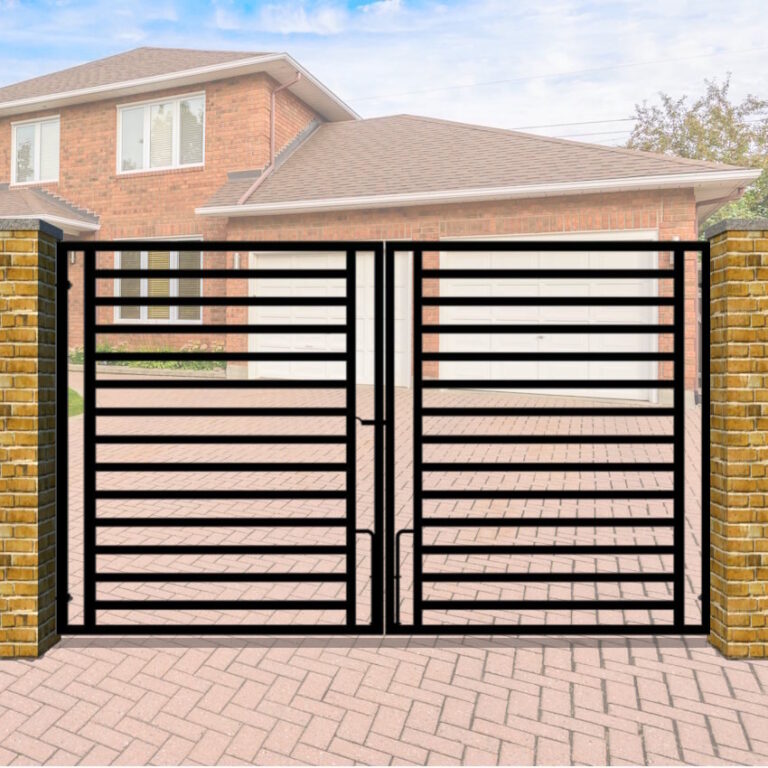 Metal Driveway Gate - Modern Design - Flat Top - The Camden High