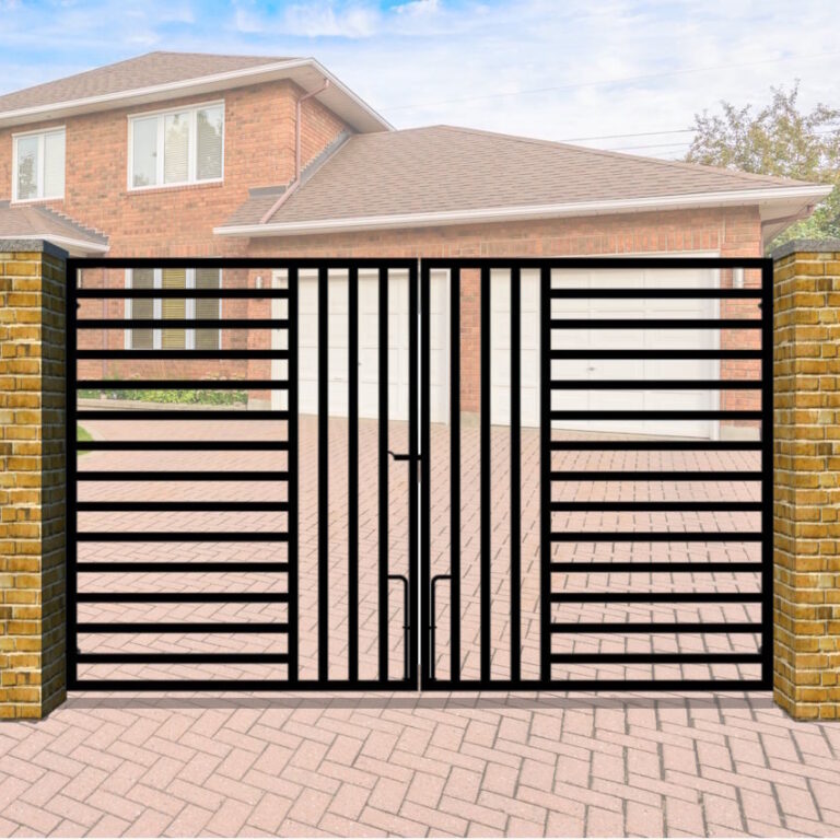 Metal Driveway Gate - Modern Design - Flat Top - The Chelsea High