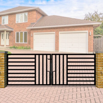 Metal Driveway Gate - Modern Design - Flat Top - The Chelsea Low