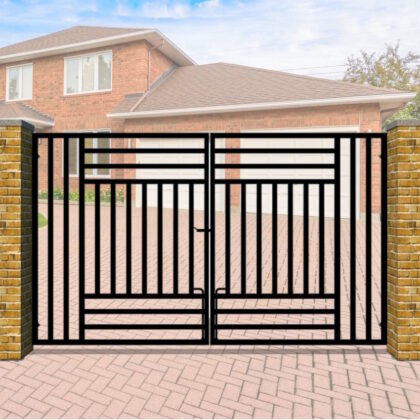 Metal Driveway Gate - Modern Design - Flat Top - The Kensington