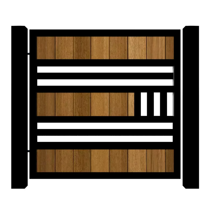 Metal Framed Garden Gate with Iroko - The Harrogate