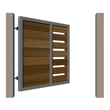 Metal Framed Garden Gate with Iroko - The Stamford - open
