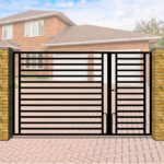 Modern Metal Split Driveway Gate The Camden - Flat top with horizontal bars