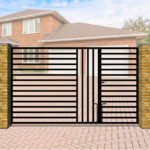 Modern Metal Split Driveway Gate The Chelsea - Flat top with horizontal bars -