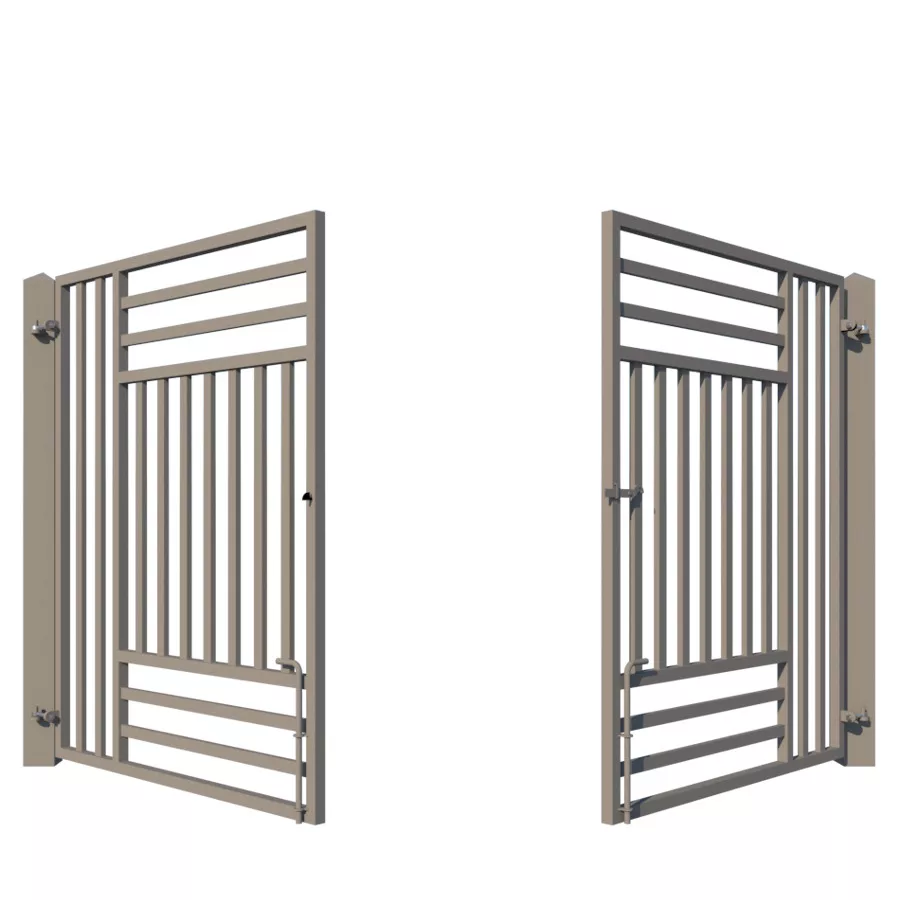 Modern metal driveway gate - The Kensington - showing opening from rear