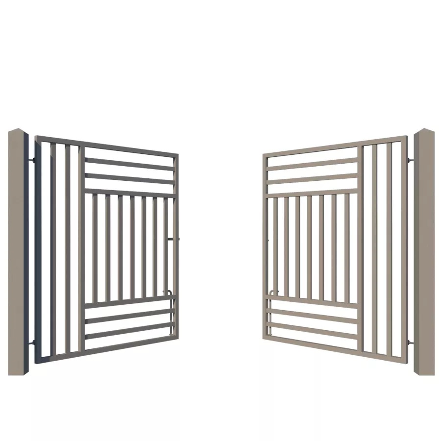 Modern metal driveway gate - The Kensington - showing opening