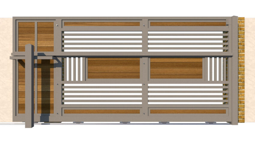 Sliding Gate - Metal Framed with Timber - The Harrogate - rear