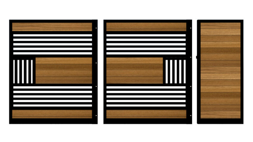 Sliding Gate - Metal Framed with Timber - The Harrogate - split