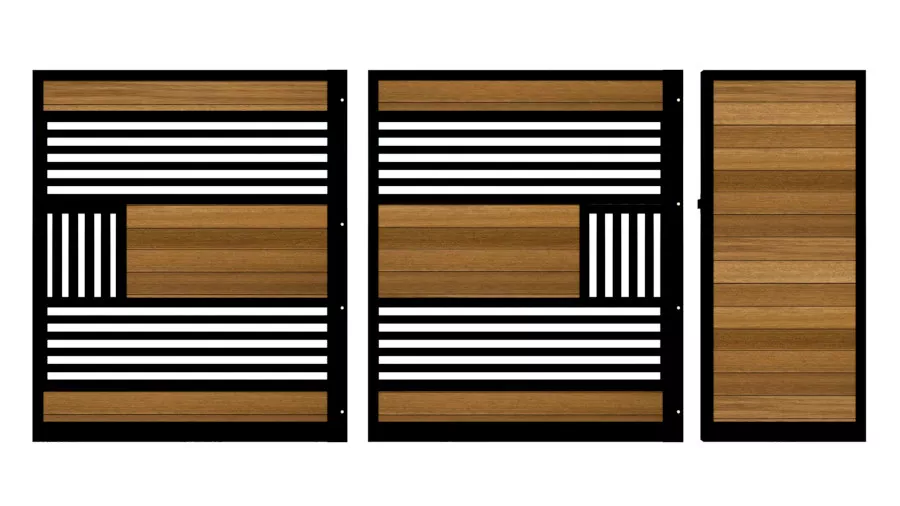 Sliding Gate - Metal Framed with Timber - The Harrogate - split