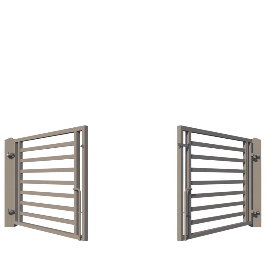 The Camden Low Metal Driveway Gate - opening - rear view