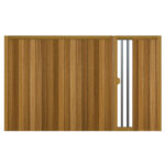 Hardwood driveway gate with pedestrian access. Flat top design