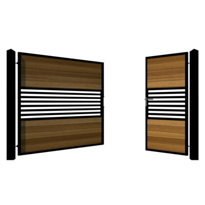 Westgate Iroko Split Driveway Gate open