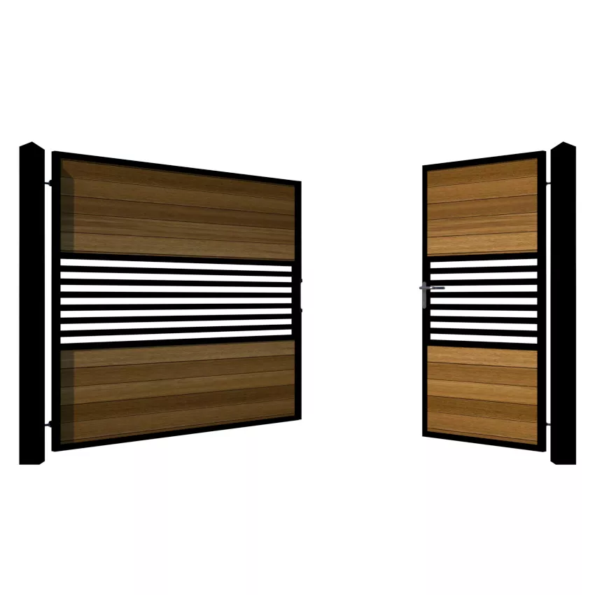 Westgate Iroko Split Driveway Gate open