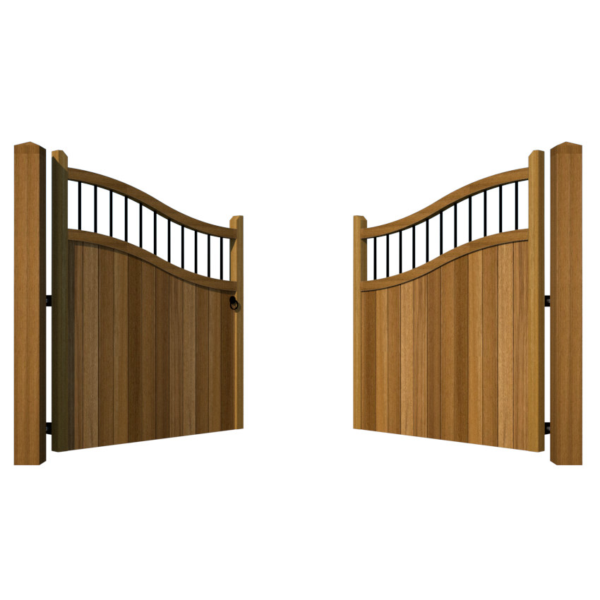 Hardwood Driveway Gates - The Outwood Reverse - open