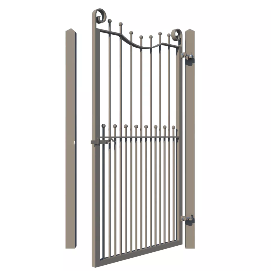 Metal side gate - The Peacehaven - showing opening from rear - Gates and Fences UK