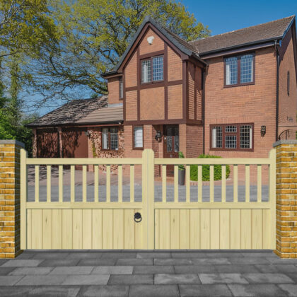 Staffordshire Wooden Driveway Gates - Flat Top with Spindles