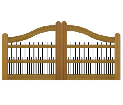 Open Panelled Driveway Gate - The Harpford - Hardwood