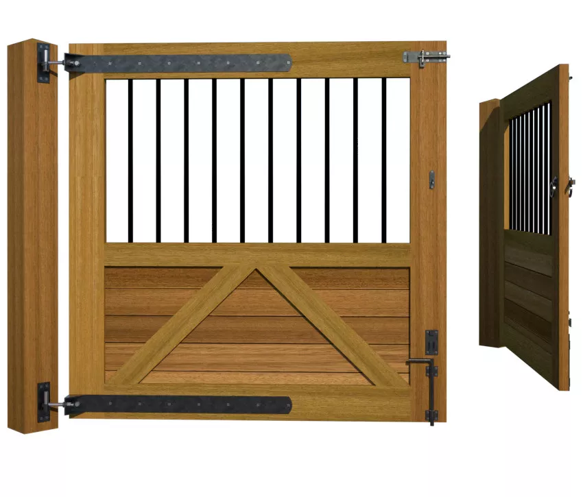 Open Panelled Driveway Gate - The Torcross - Hardwood - rear open 1