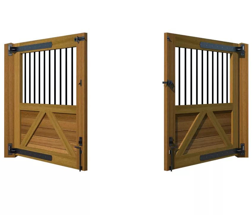 Open Panelled Driveway Gate - The Torcross - Hardwood - rear open