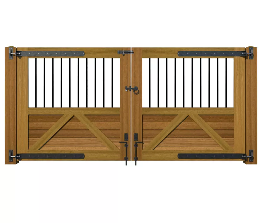 Open Panelled Driveway Gate - The Torcross - Hardwood - rear