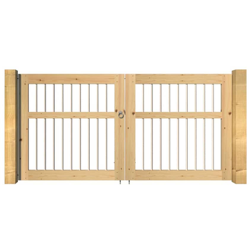 The Silverwell Open Panelled Driveway Gate Pine main