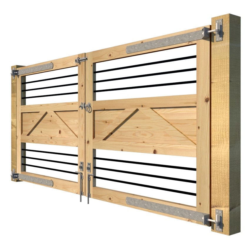 The Cardis Bay Open Panel Double Gate Softwood rear