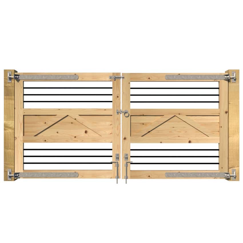 The Cardis Bay Open Panel Double Gate Softwood rear