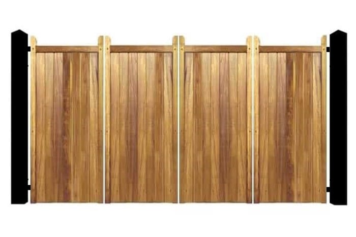 Bi-fold Driveway Gates in Hardwood Timber