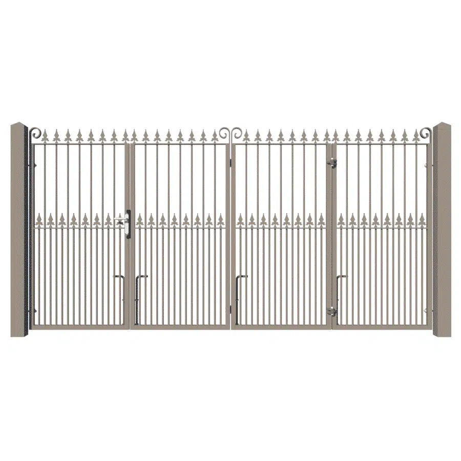 High Flat Top Bi-fold Driveway Gate - The Darlington - pedestrian opening