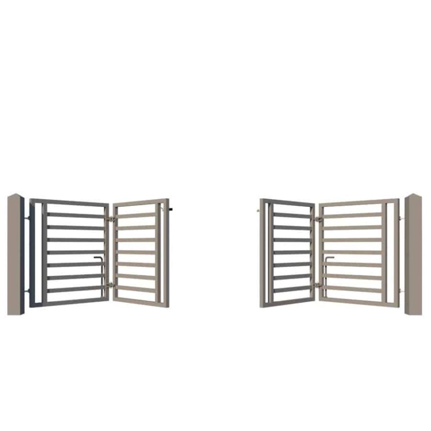 Modern Metal Bi-fold Entrance Gate - The Camden Low centre opening