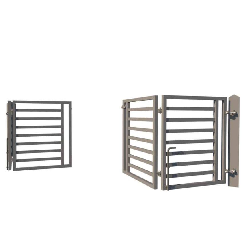 Modern Metal Bi-fold Entrance Gate - The Camden Low rear view