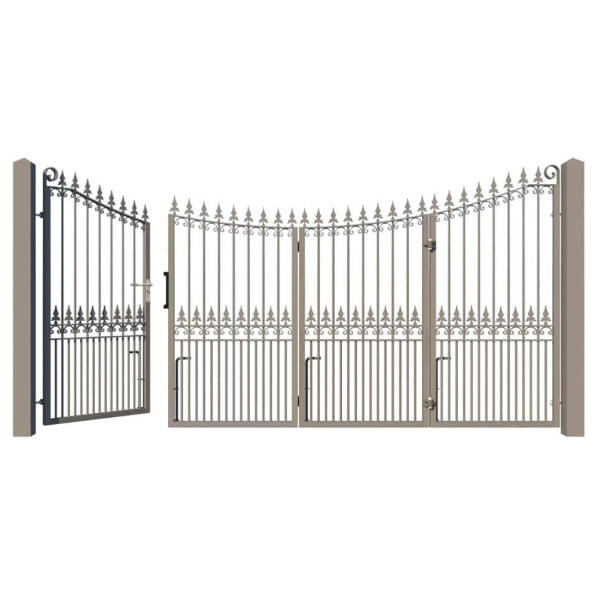 Metal Bi-fold Driveway Gate - The Chelmsford with Pedestrian Access Opening