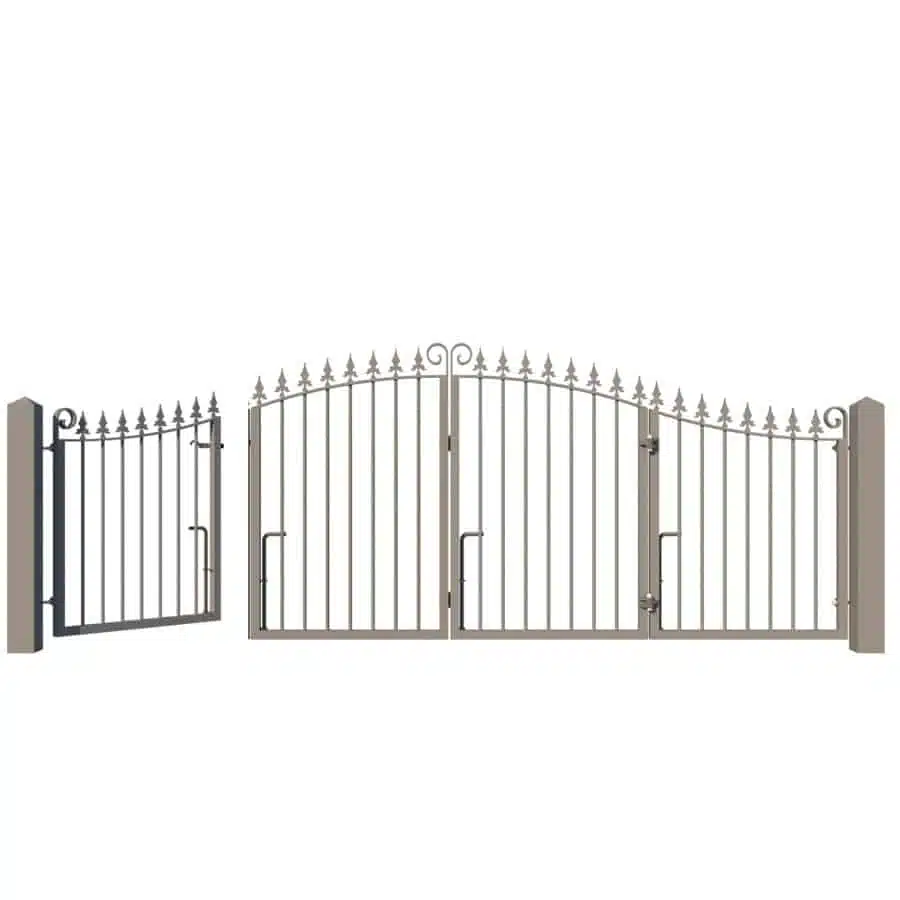 Metal Bi-fold Driveway Gate - The Hartland Low height - Pedestrian Access Open