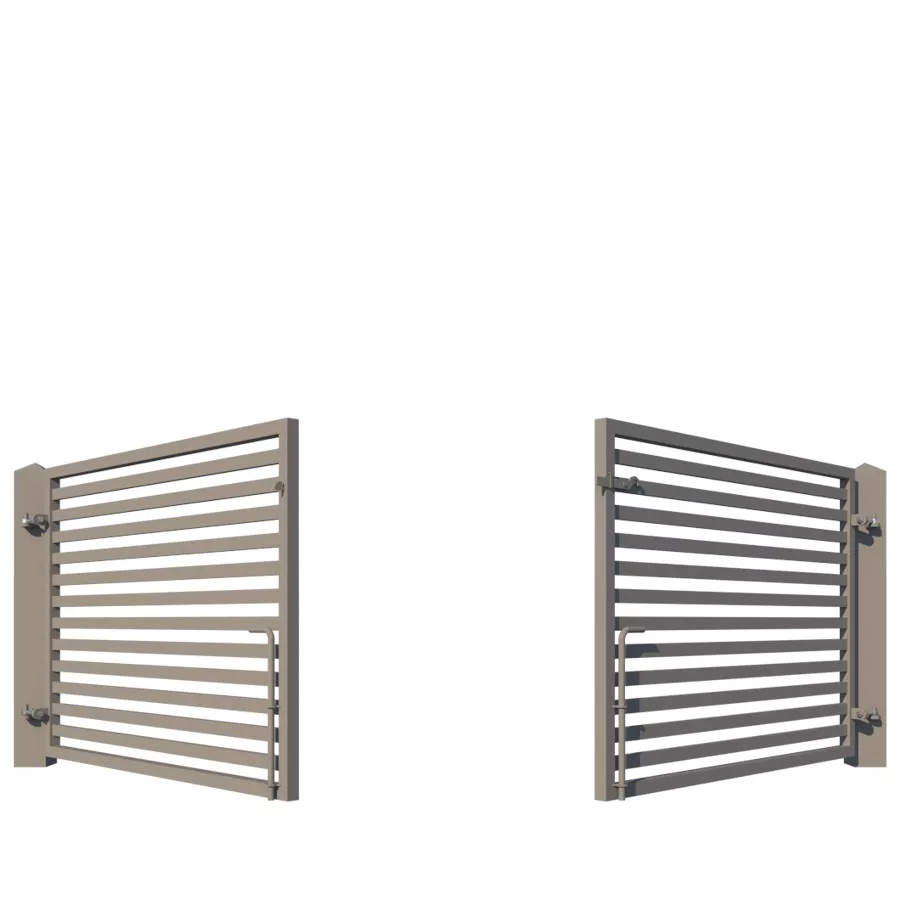 Modern Metal Driveway Gate - The Charlton Low - showing opening from back