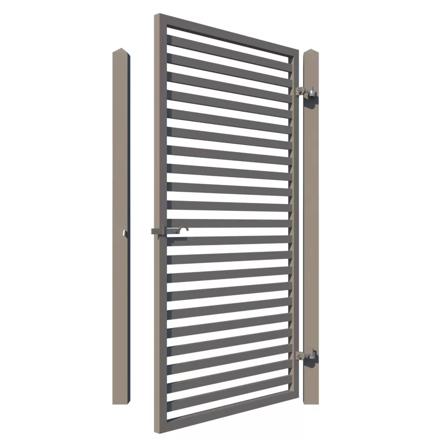 Modern Side Gate in Metal - The Charlton - showing opening from rear