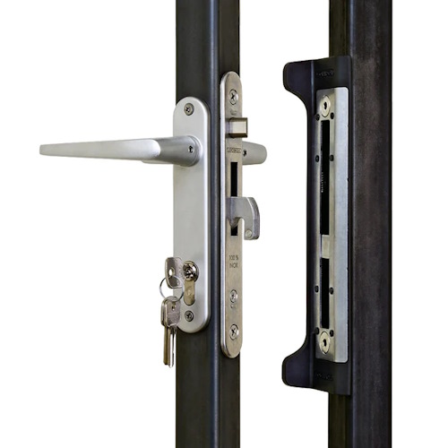 Chrome handle and lock for metal side gate