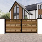 Metal-Framed-Driveway-Gate-The-Kingston Low - modern flat top