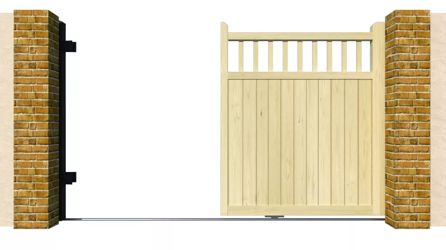 Wooden Sliding Gate - The Baywood High - opening