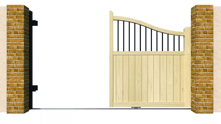 Wooden Sliding Gate - The Cumbria - open